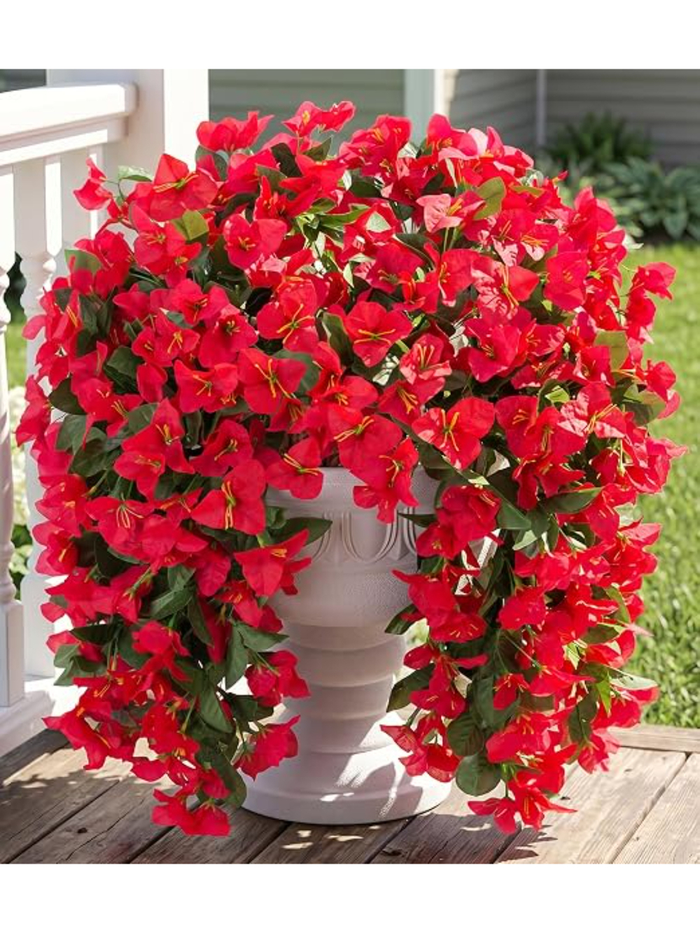Artificial Red Geranium Flowers Silk Bush Set - Lot of 6 (12 Pcs Total)
